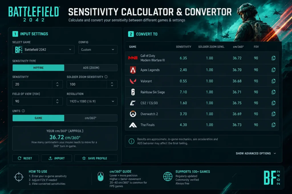 Battlefield 2042 Sensitivity Calculator & Convertor,battlefield 2042 sensitivity converter controller,battlefield 2042 zoom sensitivity coefficient,